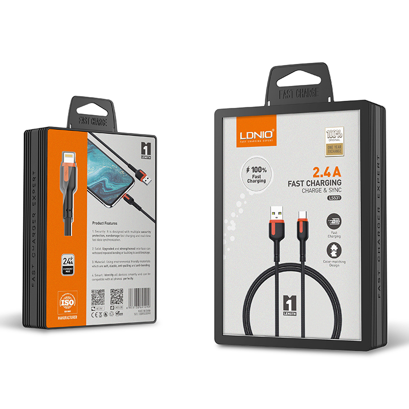 (image for) كيبل شحن لايتننك 1 متر Ldnio LS531 USB A to Lightning 1M Cable